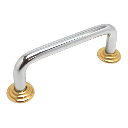 BERENSON Cabinet Wire Pull with Ridge Bases in Brass & Chrome (+3 Sizes)