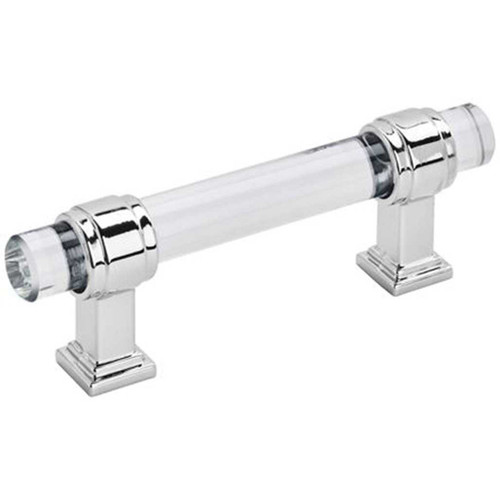 AMEROCK Glacio Glass Handle Cabinet Pull in Clear and Chrome (+5 Sizes)