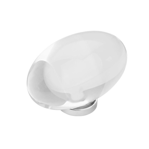 AMEROCK Glacio 1-3/4" Length Glass Oval Cabinet Knob in Chrome and Clear