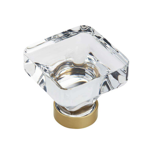 AMEROCK Glacio 1-3/8" Length Glass Square Cabinet Knob in Clear and Champagne Bronze
