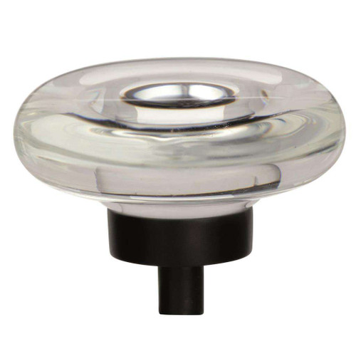 AMEROCK Glacio 1-3/4" Diameter Glass Cabinet Knob in Clear and Black Bronze