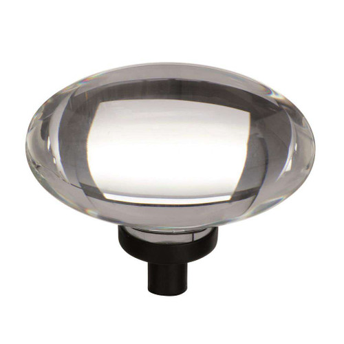 AMEROCK Glacio 1-3/4" Length Glass Oval Cabinet Knob in Clear and Black Bronze