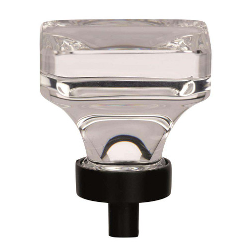 AMEROCK Glacio 1-3/8" Length Glass Square Cabinet Knob in Clear and Black Bronze