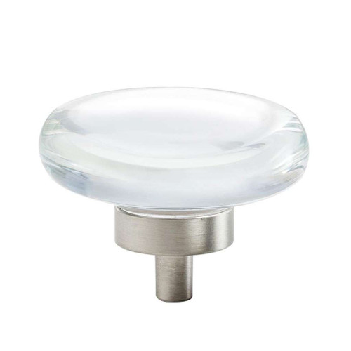 AMEROCK Glacio 1-3/4" Diameter Glass Cabinet Knob in Clear and Satin Nickel