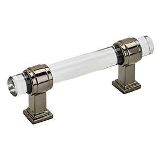AMEROCK Glacio Glass Handle Cabinet Pull in Clear and Gunmetal (+5 Sizes)