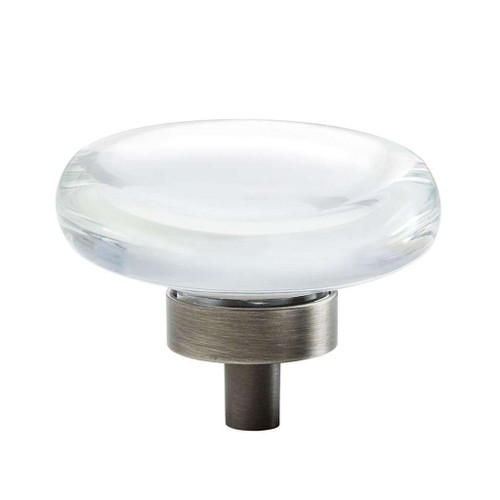 AMEROCK Glacio 1-3/4" Diameter Glass Cabinet Knob in Clear and Gunmetal