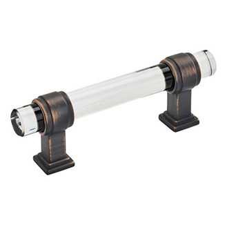 AMEROCK Glacio Glass Handle Cabinet Pull in Clear and Oil Rubbed Bronze (+5 Sizes)