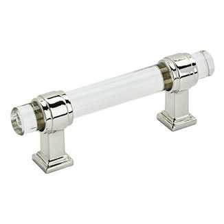 AMEROCK Glacio Glass Handle Cabinet Pull in Clear and Polished Nickel (+5 Sizes)