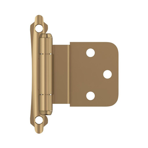 AMEROCK Scalloped Edge Self Closing Face Mount 3/8" Inset Cabinet Hinge (pair) in Champagne Bronze