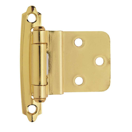 AMEROCK Face Mount Self Closing 3/8" Inset Cabinet Hinge (pair) in Polished Brass