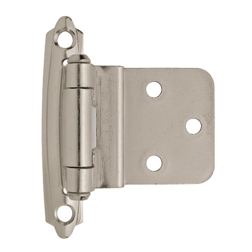 AMEROCK Self Closing Face Mount 3/8" Inset Cabinet Hinge (pair) in Sterling Nickel