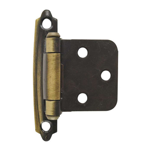 AMEROCK Self Closing Face Mount Variable Overlay Cabinet Hinge (pair) in Antique Brass