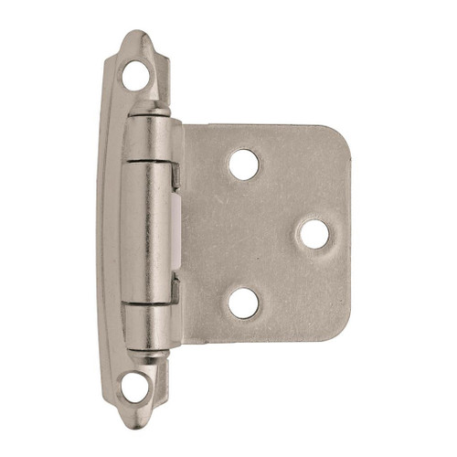 AMEROCK Self Closing Face Mount Variable Overlay Cabinet Hinge (pair) in Satin Nickel