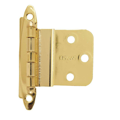 AMEROCK No Spring Face Mount 3/8" Inset Cabinet Hinge (pair) in Polished Brass