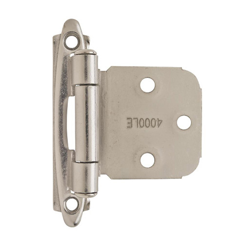 AMEROCK Extended Tab Self Closing Face Mount Variable Overlay Cabinet Hinge (pair) in Satin Nickel