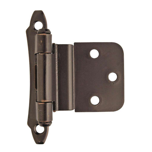 AMEROCK Scalloped Edge Self Closing Face Mount 3/8" Inset Cabinet Hinge (pair) in Oil Rubbed Bronze