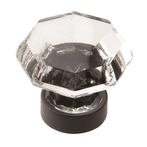 AMEROCK Traditional Classics 1-5/16" Octagon Cabinet Knob in Black Bronze with Clear Glass