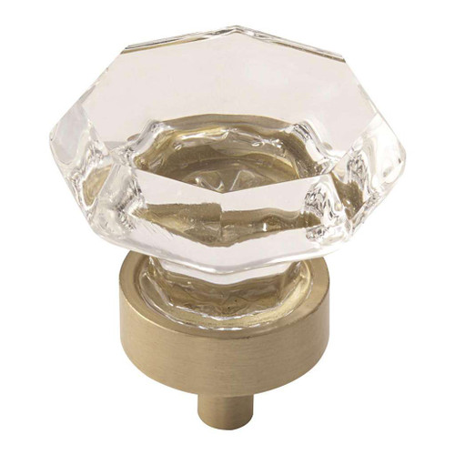 AMEROCK Traditional Classics 1-5/16" Octagon Cabinet Knob in Golden Champagne with Clear Glass
