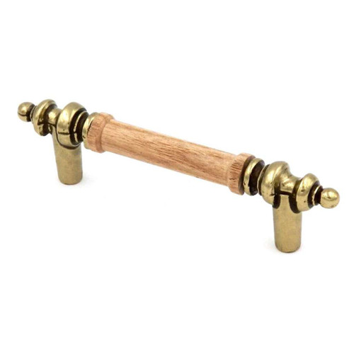 BELWITH Oakheart 3" Centers Oak Handle Cabinet Pull in Antique Brass
