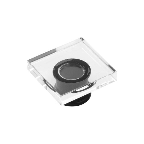 HICKORY Crystal Palace 1-3/8" Length Square Cabinet Knob in Clear and Matte Black