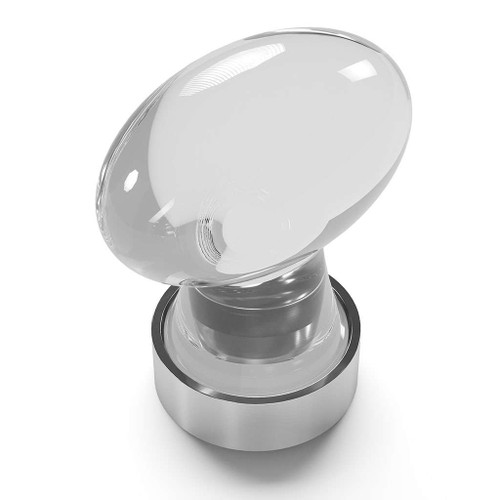 HICKORY Crystal Palace 1-1/4" Length Glass Oval Cabinet Knob in Clear and Satin Nickel