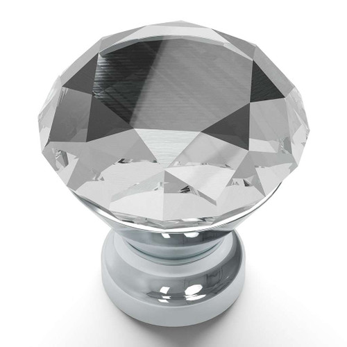 HICKORY Crystal Palace 1-1/4" Diameter Glass Cabinet Knob in Clear and Chrome