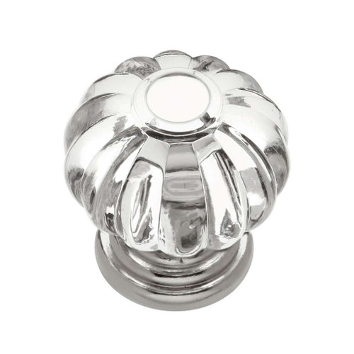 HICKORY Crystal Palace 1-1/8" Diameter Cabinet Knob in Clear and Polished Nickel