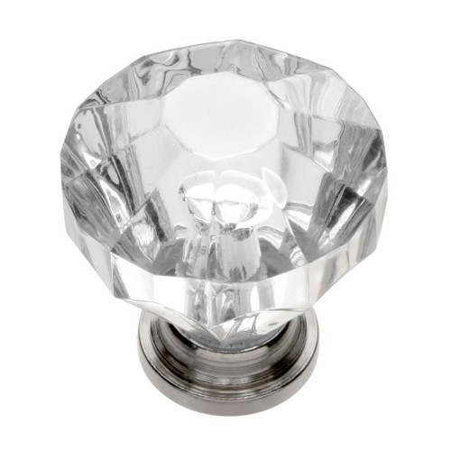 HICKORY Crystal Palace 1-1/4" Diameter Cabinet Knob in Clear and Polished Nickel