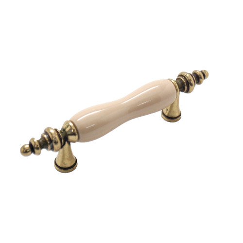 BELWITH Tranquility 3" Centers Handle Pull in Antique Brass and Almond