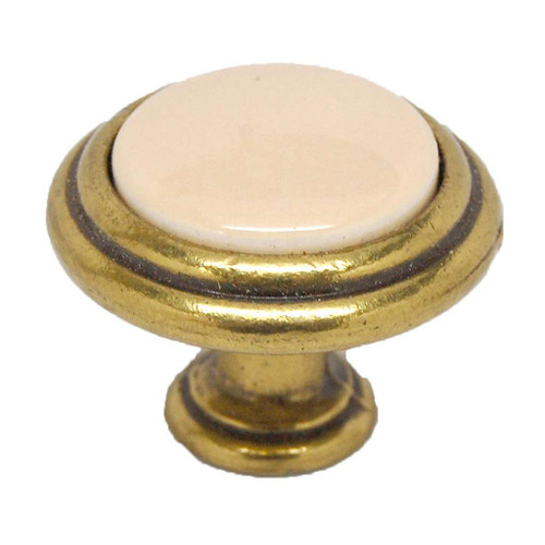BELWITH Tranquility 1-1/4" Diameter Cabinet Knob in Antique Brass and Almond