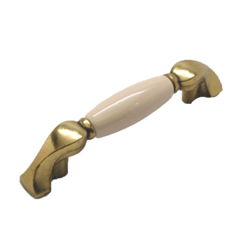BELWITH 3" Centers Handle Pull in Antique Brass and Almond
