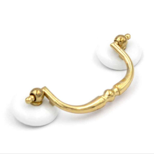 BELWITH 3" Centers Drop Bail Pull in Ultra Polished Brass