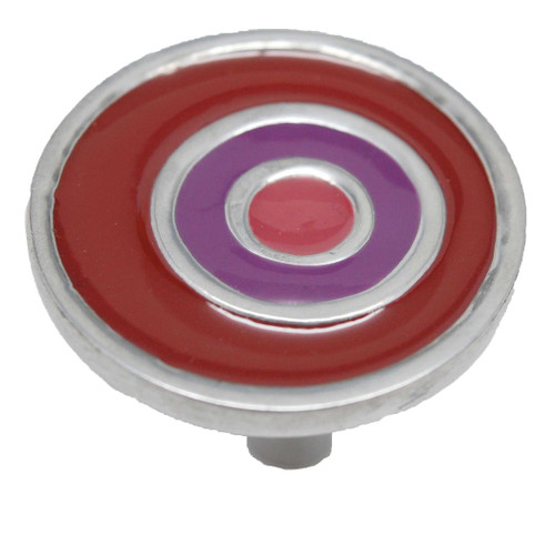 CAROL BEACH Fiesta 1-5/8" Retro Cabinet Knob - Cranberry & Satin Nickel 1661