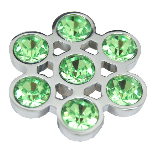 CAROL BEACH Gem 1-11/16" Hexagon Cabinet Knob - Green & Chrome 1708