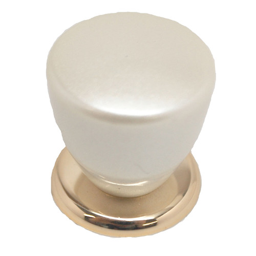 AMEROCK 1" Round Cabinet Knob in Pearl White & Brass