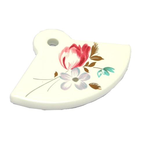 BELWITH 3" Length Fan Cabinet Knob Backplate in White and Flowers