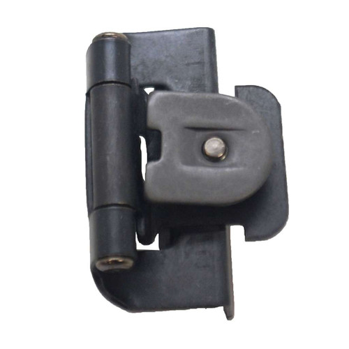 HICKORY Double Demountable 1/2" Overlay Partial Wrap Cabinet Hinge (pair) in Black Iron