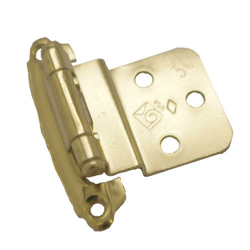 BELWITH Self Closing Face Mount 3/8" Inset Cabinet Hinge (pair) in Polished Brass