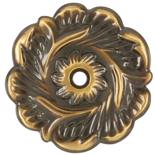 HICKORY Cavalier 2-3/8" Diameter Cabinet Knob Backplate in Antique Brass