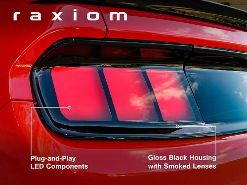 Raxiom 2015-2022 Ford Mustang Profile LED Tail Lights - Gloss Black Housing (Smoked Lens) - 402183