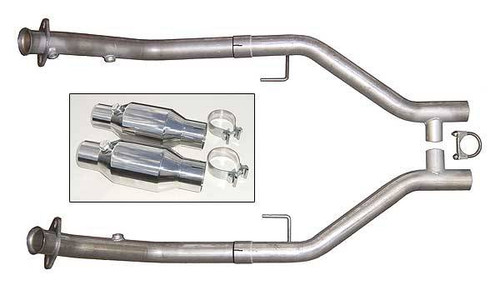 Pypes Exhaust - 2005-2010 Ford Mustang Exhaust H Pipe For Short Tube Headers Catted 2.5 in H-Pipe Hardware Incl Natural 409 Stainless Steel - HFM26