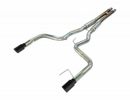 Pypes Exhaust 2015-2017 Mustang GT  Cat Back Exhaust System Split Rear Dual Exit 4 in Black Tips Hardware Included Mid-muffler H-pipe Natural 409 Stainless Finish