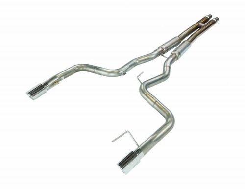 Pypes Exhaust 2015-2017 Mustang GT Cat Back Exhaust System  Split Rear Dual Exit 4 in Polished Tips Hardware Included Mid-muffler H-pipe Natural 409 Stainless Finish