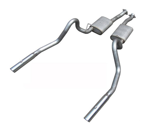 Pypes Exhaust  1999-2004 Mustang GT Cat Back Exhaust System Split Rear Dual Exit 2.5 in Intermediate And Tail Pipe Hardware/Violator Muffler/3.5 in Polished Tips Incl Natural Finish 409 Stainless Steel