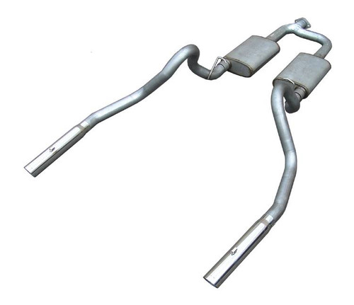 Cat Back Exhaust System 98-04 Mustang V6 Split Rear Dual Exit 2.5 in Intermediate And Tail Pipe Street Pro Mufflers/Hardware/3 in Black Tips Inc Natural Finish 409 Stainless Steel Pypes Exhaust