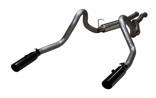 Pypes Performance 1979-2004 Ford Mustang Cat Back Exhaust System  Split Rear Dual Exit 2.5 in Intermediate And Tail Pipe Hardware/M80 Muffler/3.5 in Black Tips Inc Natural Finish 409 Stainless Steel - SFM29VB
