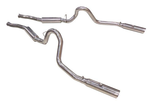 Pypes Performance 1979-2004 Ford Mustang  Cat Back Exhaust System Split Rear Dual Exit 2.5 in Intermediate And Tail Pipe Hardware/Violator Muffler/3.5 in Polished Tips Incl Natural Finish 409 Stainless Steel - SFM29V