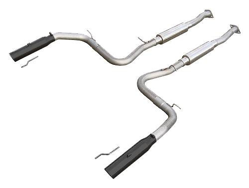 Cat Back Exhaust System 99-04 Mustang GT Split Rear Dual Exit 2.5 in Intermediate And Tail Pipe Hardware/Violator Mufflers/3.5 in Black Tips Incl Natural Finish 409 Stainless Steel Pypes Exhaust