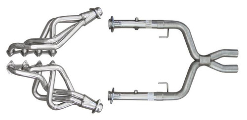 Exhaust Header 05-10 Mustang GT 3.4 in Length Design Long Tube Hardware Incl Polished 304 Stainless Steel Incl PN XFM55] X-Pipe Pypes Exhaust