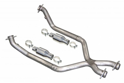 Pypes Performance 1979-1995 Ford Mustang Exhaust X-Pipe Kit Intermediate Pipe 2.5 in w/Cats Hardware Incl Polished 304 Stainless Steel - XFM30